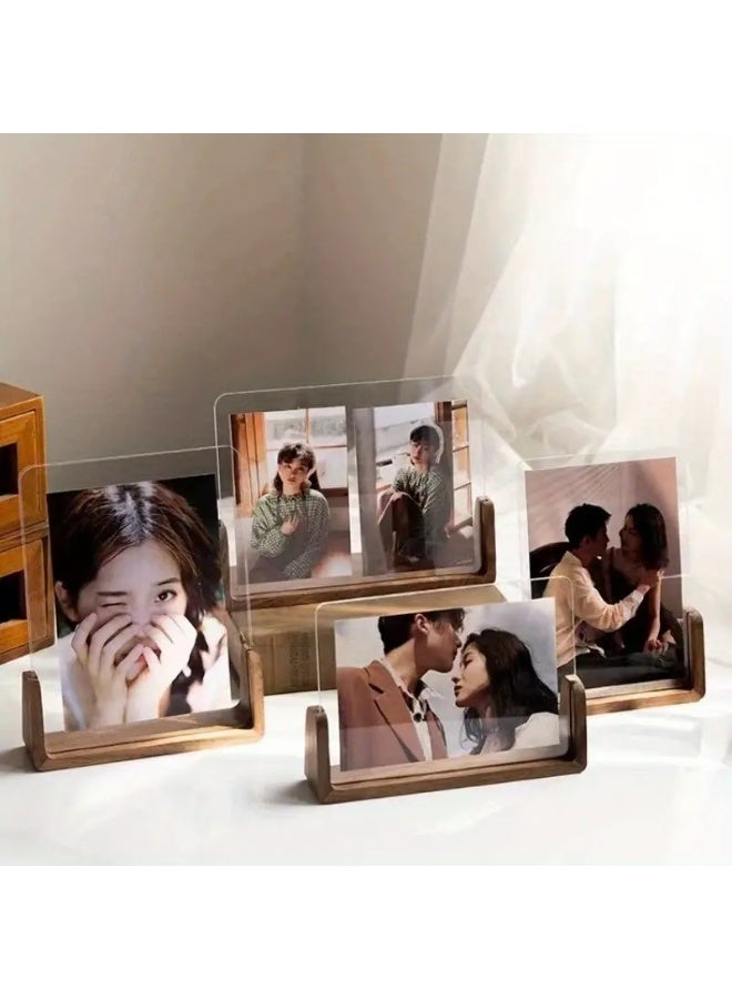 إطار صورة أنيق على شكل U من الخشب الصلب مع لوحات أكريليك شفافة – تصميم ريفي وعصري للعرض على الطاولة – مثالي للمنزل، المكتب، حفلات الزفاف، والمناسبات الخاصة – حامل متعدد الاستخدامات لبطاقات العمل، لافتات المؤتمرات، وتقويمات المكتب - Image 2